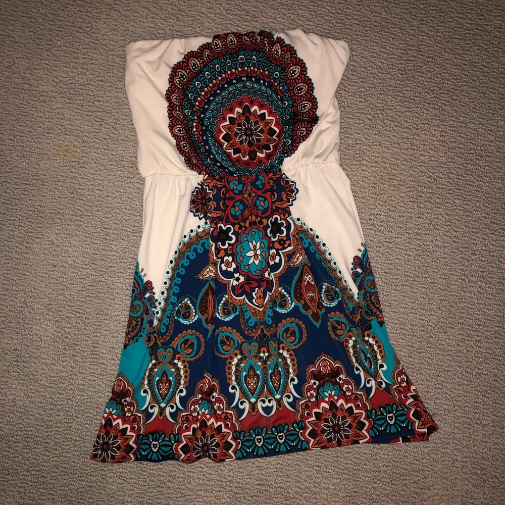 Strapless Tribal Pattern Dress